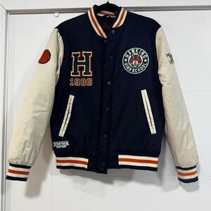 Hawkins High School Varsity Jacket - Navy and Cream